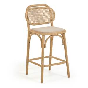 Barová židle z dubového dřeva v přírodní barvě (výška sedáku 65 cm) Doriane – Kave Home