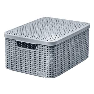 Šedý plastový úložný box s víkem 29x39x19 cm Style – Curver