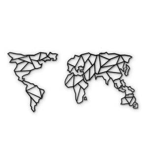 Nástěnná kovová dekorace Map Of The World Clear, 85 x 170 cm