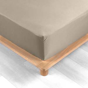 Světle hnědé napínací prostěradlo z bavlněného perkálu 160×200 cm Percaline – douceur d’intérieur