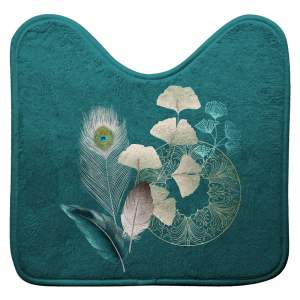 Tyrkysová WC koupelnová předložka 45×45 cm Ginkoblue – douceur d’intérieur