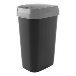 Černý plastový odpadkový koš 50 l Dual Swing – KIS