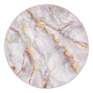 Světle růžový/ve zlaté barvě pratelný kulatý koberec ø 100 cm Marble – Mila Home