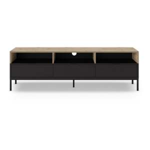 TV stolek v dekoru dubu v černo-přírodní barvě 180×55 cm Marion – Marckeric