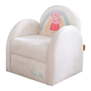 Bílé sametové dětské křesílko Peppa Pig – Roba