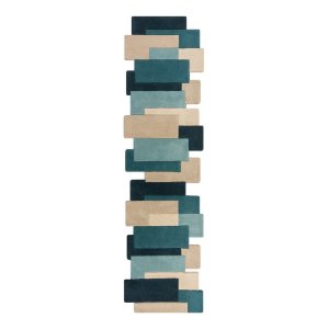 Modro-béžový vlněný běhoun 66×300 cm Collage – Flair Rugs