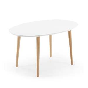 Bílý rozkládací jídelní stůl s bílou deskou 90×140 cm Oqui – Kave Home