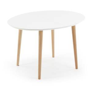 Bílý rozkládací jídelní stůl s bílou deskou 90×120 cm Oqui – Kave Home