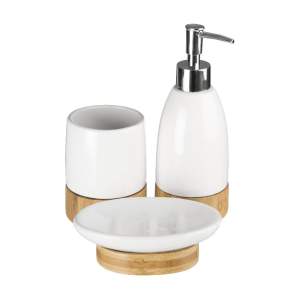 Bílá kamenná sada doplňků do koupelny Earth – Premier Housewares