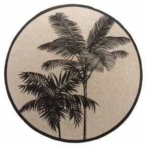 Černo-béžový pratelný kulatý koberec ø 120 cm Tropic – douceur d’intérieur