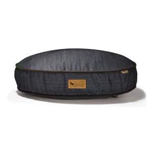 Tmavě modrý pelíšek pro psa ø 105 cm Round Bed Denim Medieval Blue / Dark Chocolate L – P.L.A.Y.
