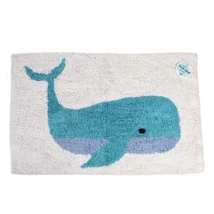 Bílo-modrá koupelnová předložka 83×52,5 cm Whale – Rex London
