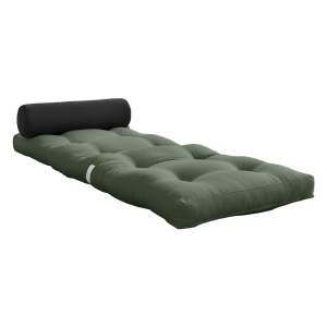Zelenošedá futonová matrace 70×200 cm Wrap Olive Green/Dark Grey – Karup Design