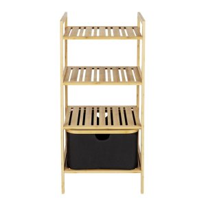 Černý/přírodní bambusový koupelnový regál 44×93,5 cm Ecori – Wenko