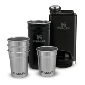 Černý nerezový set placatky a panáků 6 ks 250 ml – Stanley