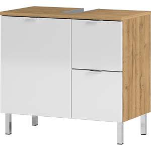 Bílá skříňka pod umyvadlo v dekoru dubu 60×56 cm Mauresa – Germania