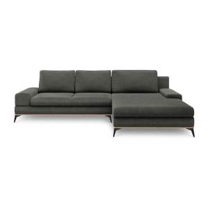 Tmavě šedá rozkládací rohová pohovka Windsor & Co Sofas Planet, pravý roh
