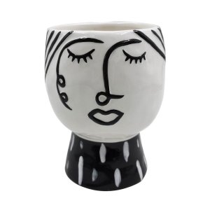 Černo-bílá porcelánová váza Mauro Ferretti Pot Face