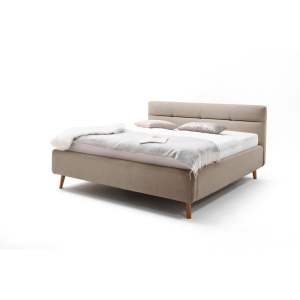 Béžová čalouněná dvoulůžková postel s úložným prostorem s roštem 180×200 cm Lotte – Meise Möbel