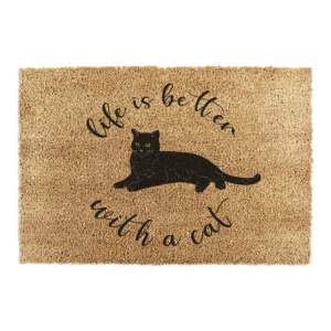 Rohožka z kokosového vlákna 40×60 cm Life Is Better With a Cat – Artsy Doormats