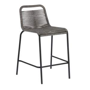 Šedá barová židle s ocelovou konstrukcí Kave Home Glenville, výška 62 cm