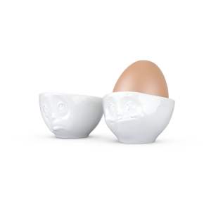 Sada 2 bílých porcelánových kalíšků na vajíčka 58products Oh Please, objem 100 ml