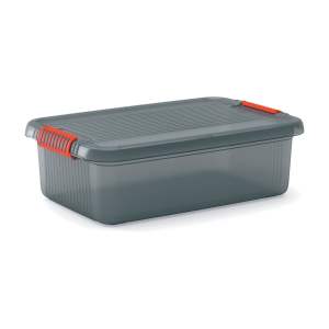 Šedý plastový úložný box s víkem 59x39x18 cm K Latch Box – KIS