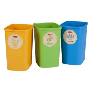 Plastové odpadkové koše na tříděný odpad 9 l v sadě 3 ks Eco – Curver