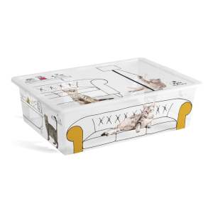 Bílý plastový úložný box s víkem 55x39x16 cm C Box Style – KIS