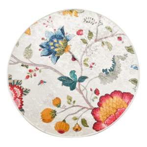 Šedá sametová koupelnová předložka ø 100 cm Vintage Flower – Foutastic