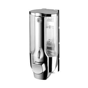 Nástěnný plastový dávkovač mýdla v leskle stříbrné barvě 350 ml Aqualine – Sapho