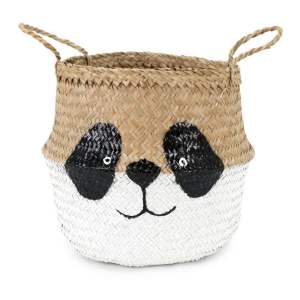 Dětský koš na hračky z mořské trávy v bílo-přírodní barvě ø 25×24 cm Panda – Compactor