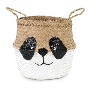 Dětský koš na hračky z mořské trávy v bílo-přírodní barvě ø 25×24 cm Panda – Compactor