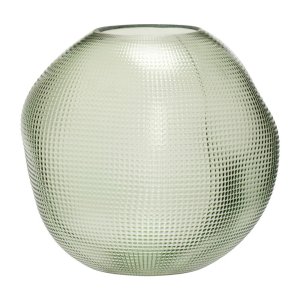 Zelená skleněná váza Hübsch Sole, výška 20 cm