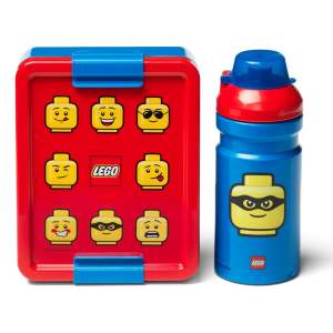 Set červeno-modrého svačinového boxu a lahve na pití LEGO® Iconic