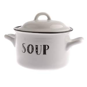 Bílý keramický hrnec s pokličkou 700 ml Soup – Dakls