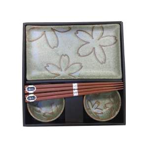 6dílný set zeleného keramického nádobí na sushi MIJ