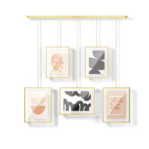 Kovové rámečky na zeď ve zlaté barvě v sadě 5 ks 70×80 cm Exhibit – Umbra