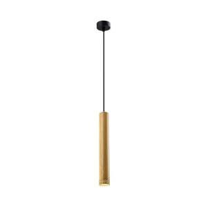 Černé závěsné svítidlo s dřevěným stínidlem ø 7 cm Tubo – Candellux Lighting