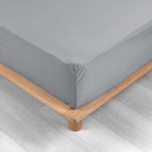 Světle šedé napínací prostěradlo z bavlněného perkálu 180×200 cm Percaline – douceur d’intérieur