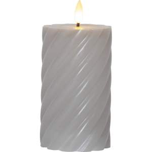 Šedá vosková LED svíčka Star Trading Flamme Swirl, výška 15 cm