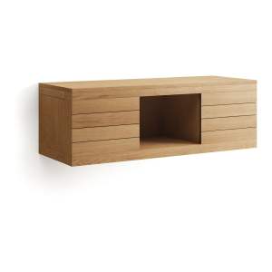 Nízká závěsná skříňka pod umyvadlo z teakového dřeva v přírodní barvě 120×40 cm Yenit – Kave Home