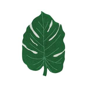 Tmavě zelený pratelný ručně tkaný bavlněný dětský koberec 120×180 cm Monstera Leaf – Lorena Canals