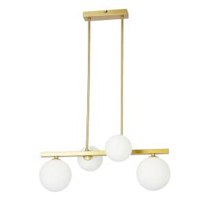 Závěsné svítidlo se skleněným stínidlem v bílo-zlaté barvě Kama – Candellux Lighting