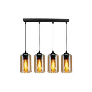 Černé závěsné svítidlo se skleněným stínidlem 10×65 cm Bistro – Candellux Lighting