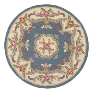 Modrý vlněný koberec Flair Rugs Aubusson, ⌀ 120 cm