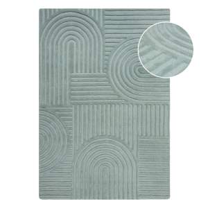 Tyrkysový vlněný koberec Flair Rugs Zen Garden, 120 x 170 cm