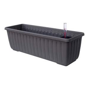 Antracitově šedý samozavlažovací truhlík, délka 80 cm Siesta – Plastia