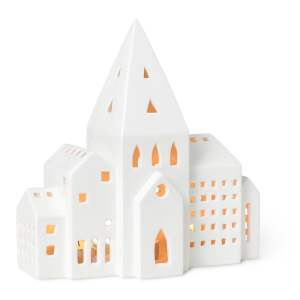 Bílý keramický svícen Kähler Design Urbania Lighthouse City