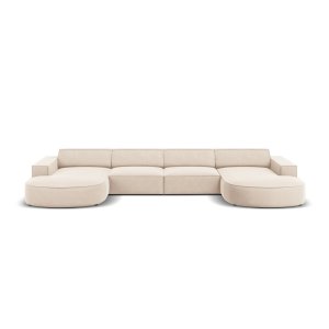 Béžová sametová rohová pohovka (do „U“) Jodie – Micadoni Home